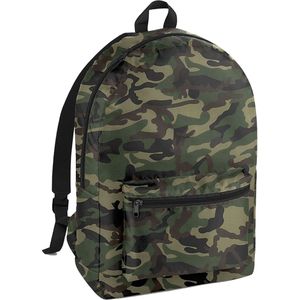 Bagbase Packaway Rugzak  (Jungle Camo/Zwart)