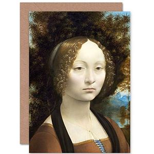 Da Vinci Ginevra De Benci wenskaart met onbedrukte envelop