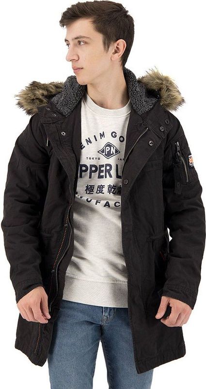 Superdry - Mountain Rookie Aviator Jas - Zwart - Polyester Katoen
