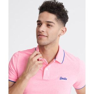 Superdry - PoOrange Label Side Pique - Poloshirt - Blauw - Katoen