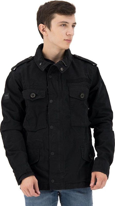 Superdry - Field Jasje - Zwart - Katoen - Heren Werkjas