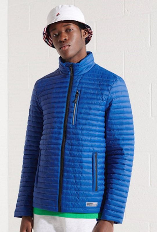 Superdry - Packaway - Tussenjas - Blauw - Lichtgewicht, Gewatteerd, Capuchon, Nylon Voering