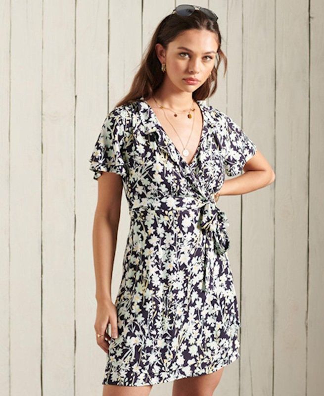 Superdry - Summer Wrap Jurk - Zomerjurk - Groen - 100% Viscose