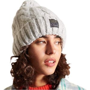 Superdry - Tweed Beanie - Dames - Kabelgebreid - Wollen Mix - Sherpa Voering