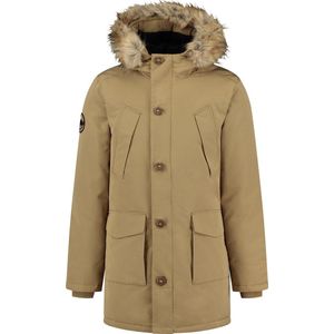 Superdry - Everest Parka - Winterjas - Camel - Gewatteerde Voering, Afneembare Imitatiebont Capuchon
