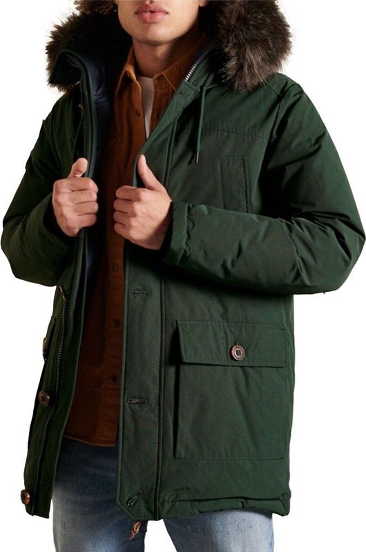 Superdry - Rookie Park - Donsjack - Zwart - Dons en Veren - Afneembare Capuchon