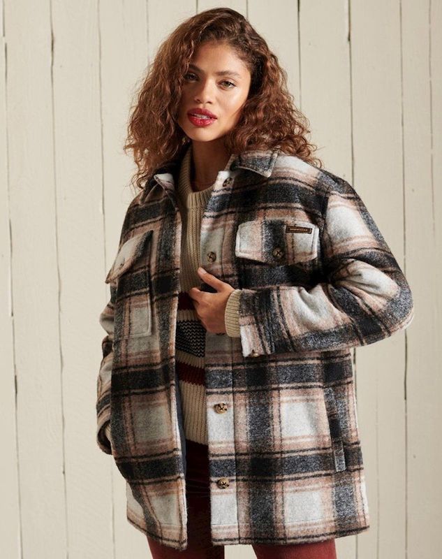 Superdry - Overhemdjas - Wolmix - Oversized - Knoopsluiting - Vier Buitenzakken