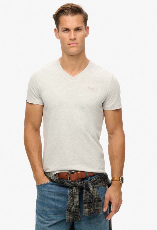 V-hals T-shirt van biologisch katoen Superdry Vintage Logo