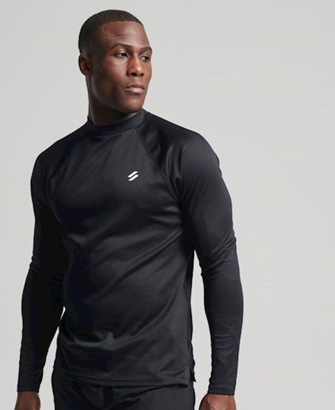 Superdry Train Mock Neck Top T-shirt Met Lange Mouwen Zwart Man