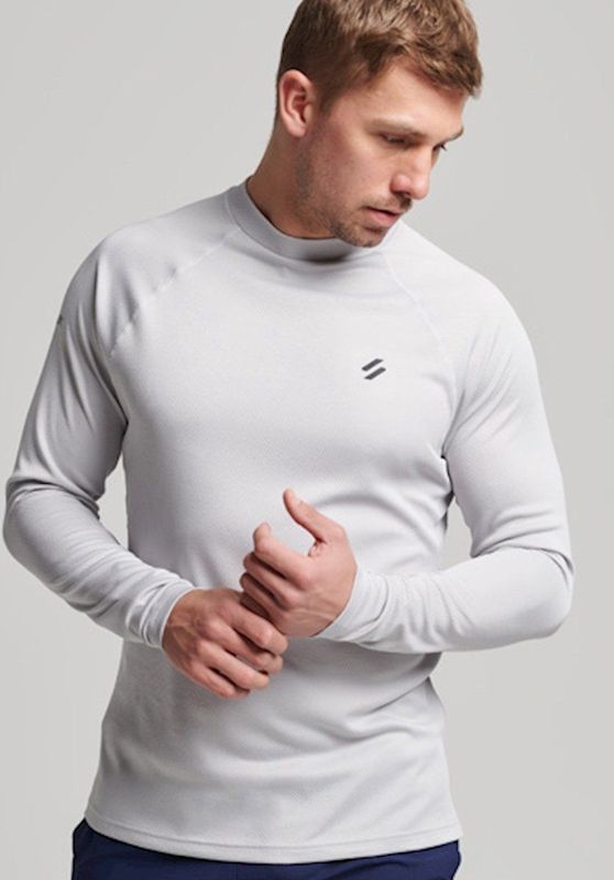 Superdry Train Mock Neck Top T-shirt Met Lange Mouwen Grijs Man