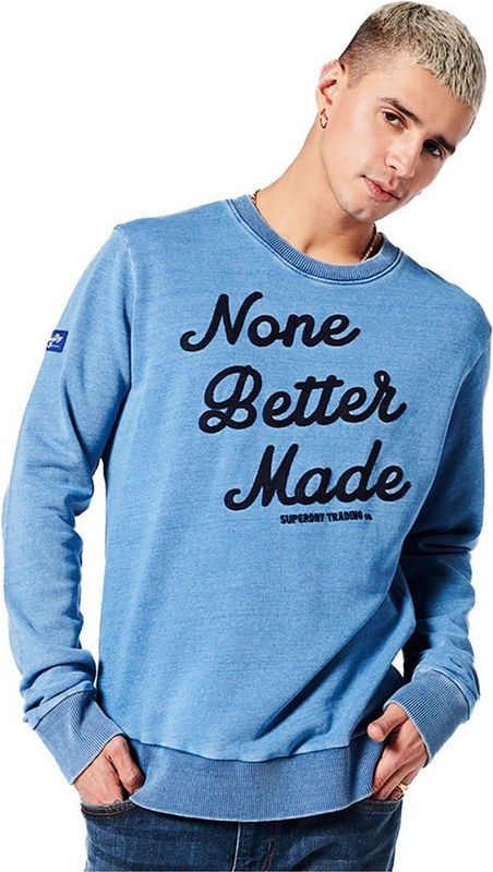 SUPERDRY Vintage Script Style Indg Sweatshirt Heren - Indigo Bleach Wash