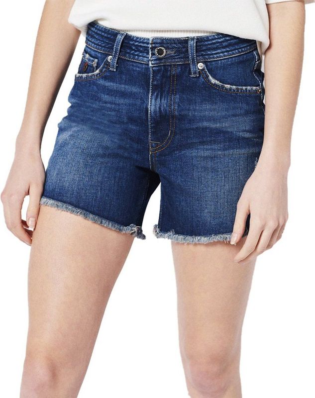 Superdry Vintage Mid Rise Slim Korte Broek Blauw 24 Vrouw