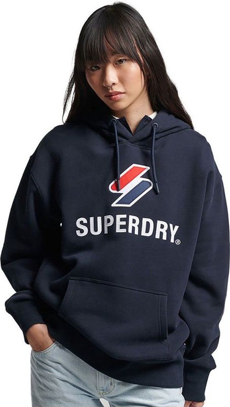 Superdry Code Sl Stacked Apq Os Hoodie Blauw Vrouw