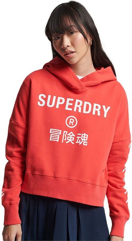 Sport Crop Box Hoodie - Groen - Katoen - Losse Pasvorm