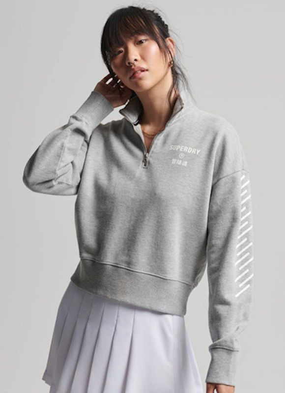 Superdry - Code Core - Sport Sweatshirt - Zwart - Halve Rits, Losse Pasvorm, Lange Mouwen