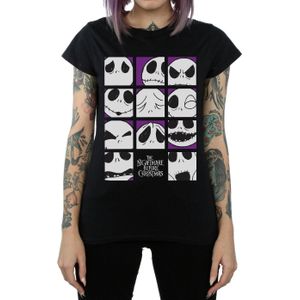 Li-cense Disney dames nightmare before christmas vele gezichten van jack vierkantjes katoenen t-shirt