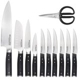 KitchenAid - Messenset - 11-delig - Hoogwaardig Japans Koolstofstaal - Berkenhouten Blok