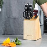 KitchenAid - Klassieke - 6-delige Messenset - Keukenmessen van Japans Staal - Rubberhout Houder