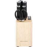 KitchenAid - Klassieke - 6-delige Messenset - Keukenmessen van Japans Staal - Rubberhout Houder