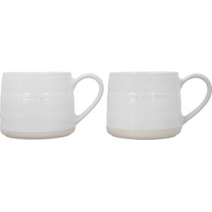 Mikasa Farmhouse aardewerk mokken met liefdesboodschap, 2-delige mokkenset voor thee, koffie en warme chocolademelk, 380 ml - geschenkdoos, vaatwasmachinebestendig en magnetronbestendig