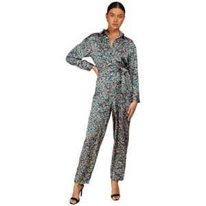 Little Mistress Groene jumpsuit met satijnen print voor dames, Meerkleurig, 40