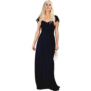 Little Mistress Navy Frill Sl Maxi bruidsmeisjesjurk voor dames, marineblauw, 40