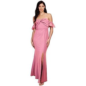 Little Mistress Dames Rose Bardot Maxi bruidsmeisjesjurk, Rozenkwarts, 42
