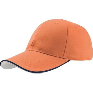 Atlantis Zoom Piping Sandwich Sport 6 Paneel Contrast Baseball Cap (Oranje)