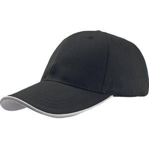 Atlantis Zoom Piping Sandwich Sport 6 Paneel Contrast Baseball Cap (Zwart)