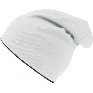 Absolute Apparel - Atlantis Extreme Omkeerbare Jersey Slouch Beanie  (Wit/Zwart)