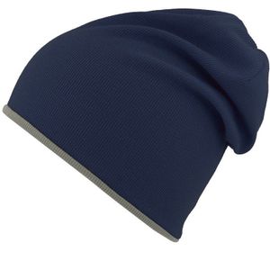 Absolute Apparel - Atlantis Extreme Omkeerbare Jersey Slouch Beanie  (Navy/Grijs)