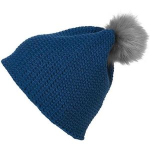 Myrtle Beach - Unisex Fijn Gehaakte Beanie (Blauw/Zilver)