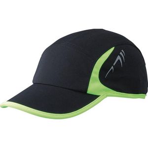 Myrtle Beach Volwassenen Unisex Running 4 Panel Cap (Zwart/Neon Geel)