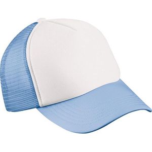 Myrtle Beach Kinderen/Kinderen 5 Panel Polyester Mesh Cap (Wit/lichtblauw)