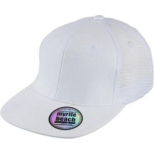 Myrtle Beach Volwassenen Unisex 6 Panel Flat Peak Cap (Wit)