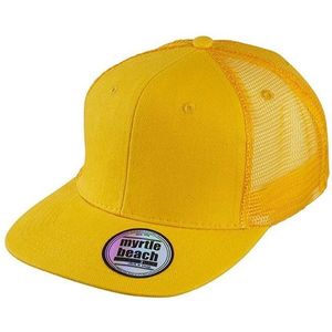 Myrtle Beach Volwassenen Unisex 6 Panel Flat Peak Cap (Goudgeel)