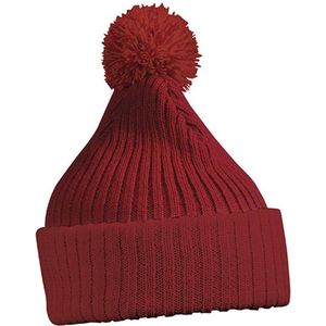 Myrtle Beach - Unisex Gebreide Muts met Pompom (Bordeaux Rood)