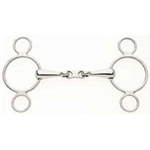 Lorina Franse Link 2 Ring Continental Horse Gag (4.5in / 115mm) (Zilver)