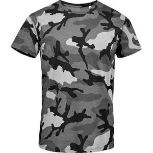 SOLS - Camo T-Shirt - Grijze Camo - Heren - Korte Mouwen