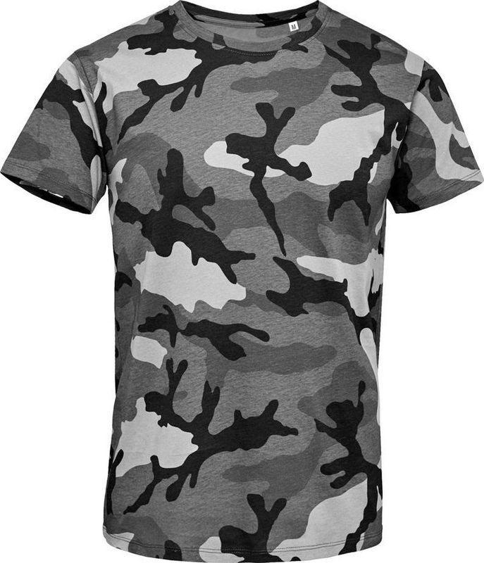 SOLS - Camo T-Shirt - Grijze Camo - Heren - Korte Mouwen