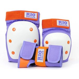 Rio Roller Triple Pad Set - Paars/Oranje | Duurzame Bescherming voor Knieën, Ellebogen en Polsen | Unisex | Large