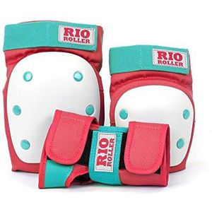 Rio Roller Triple Pad Skateboard beschermset voor kinderen, uniseks, meerkleurig (rood/mint), M
