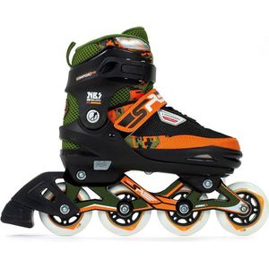 SFR Pixel verstelbare inlineskates voor kinderen, maat 33-37, zwart-groen-oranje