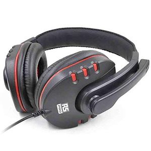 RS PRO PC 3.5MM-hoofdtelefoon met neerklapbare M (Bedraad), Kantoorheadset, Zwart, Rood