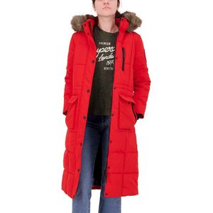 Superdry - Longline Faux Fur Everest Jas - Zwart - Polyester - Afneembare Capuchon