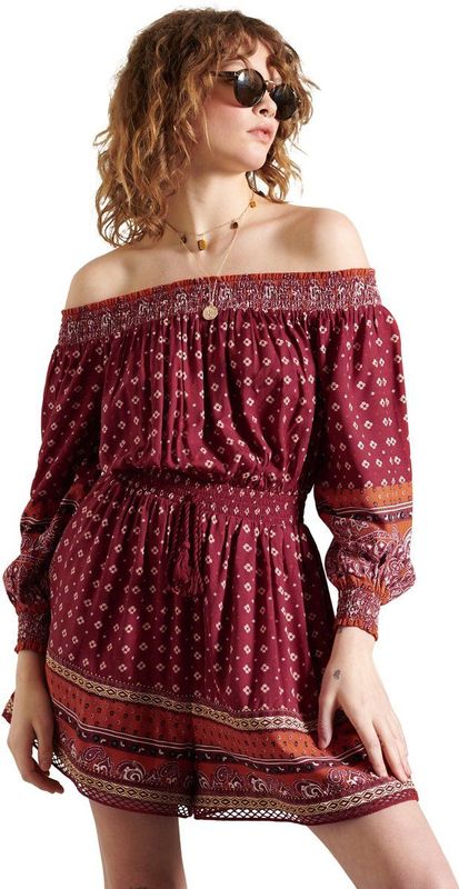 Superdry - Ameera - Playsuit - Rood - Off Shoulder