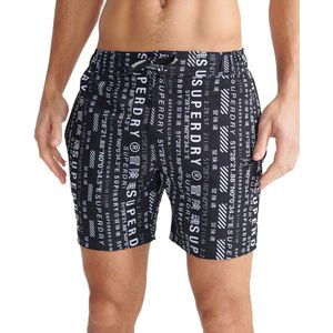 Superdry - All Over Print - Zwembroek - Zwart - Klittenbandsluiting, Mesh Voering, Drie Zakken
