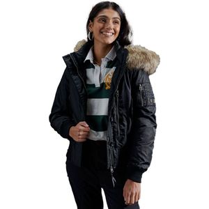 Superdry - Flight Bomber Jacket - Zwart - Imitatiebont - Gewatteerde Voering