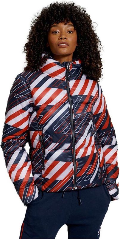 Superdry - Sportstyle Statement - Puffer Jas - Blauw - Gerecycled Polyester