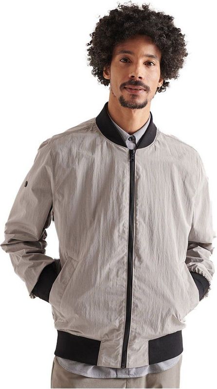 Superdry - Moody Ripstop Bomber Jas - Grijs - Katoen/Polyester
